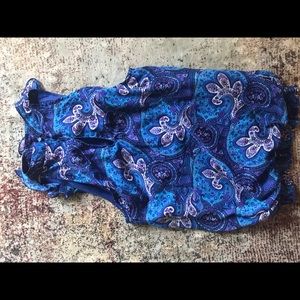 Blue ruffle blouse tank